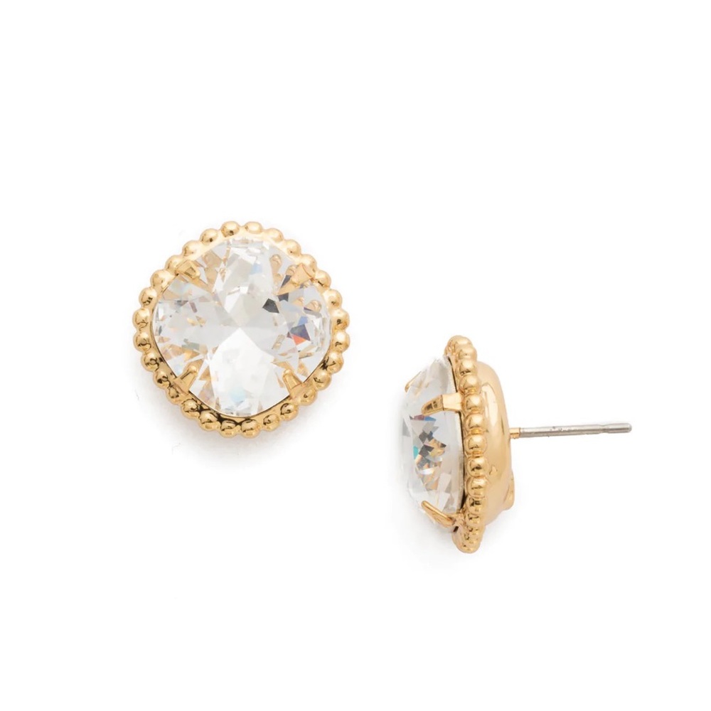 Sorrelli Cushion-Cut Solitaire Stud Earring in Crystal and Gold NWT - Picture 16 of 16